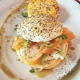 Celeriac, fennel, cream cheese and Salmon Scones
