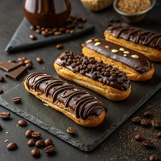 Coffee Eclairs with Dark Chocolate and Coffee