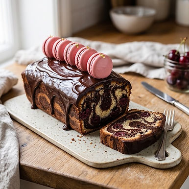 Cherry and Chocolate Marble Loaf Cake