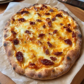Italian flatbread with sun-dried tomato and mature cheddar cheese