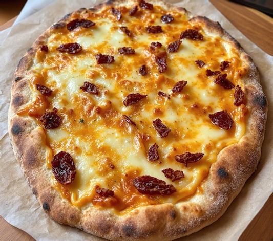 Italian flatbread with sun-dried tomato and mature cheddar cheese