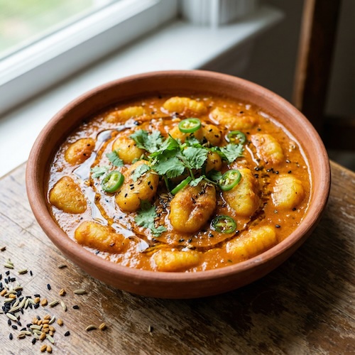 Gnocchi with Bengali Tomato Sauce