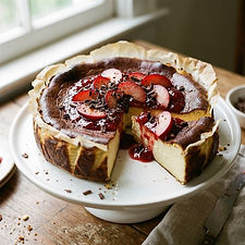 Easy Vanilla Nutmeg & Plum Basque Cheesecake
