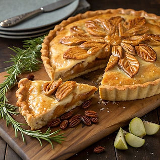 Pecan and Rosemary Caramel Apple Pie