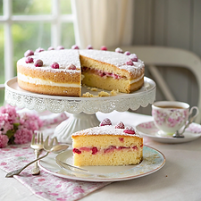 Rhubarb and Custard Cake with Candied Rhubarb