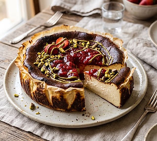 Cardamom, Strawberry and Pistachio Cheesecake