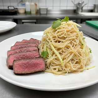 Bavette Steak with Papaya and Noodle Salad