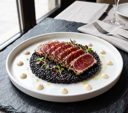 Arroz Negro with Tuna Tataki