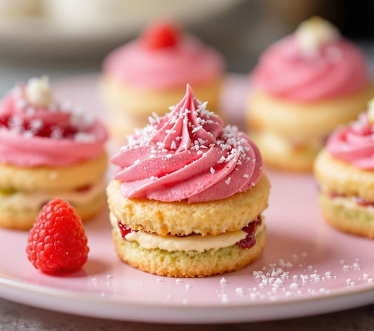 Pistachio Cakes with Raspberry Buttercream