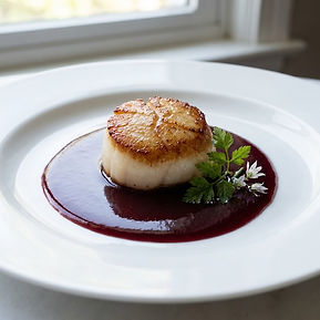 Seared Scallop, Plum Reduction
