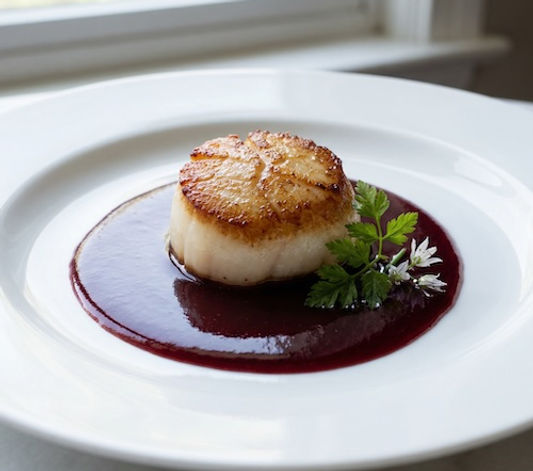 Seared Scallop, Plum Reduction