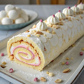 Rhubarb and Custard Roulade
