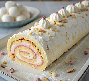 Rhubarb and Custard Roulade