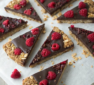 Raspberry, Chocolate and Hazelnut Flapjacks