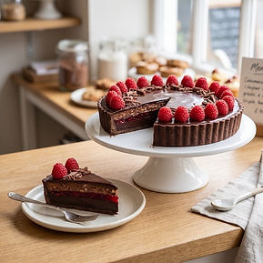 Raspberry Triple Chocolate Layered Tart