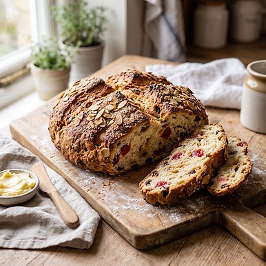 Glacé Cherry & Marzipan Soda Bread