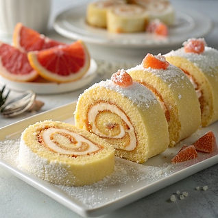 Grapefruit, White Chocolate and Black Pepper Swiss Roll