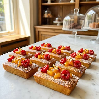 Peach Orange and Raspberry Financiers