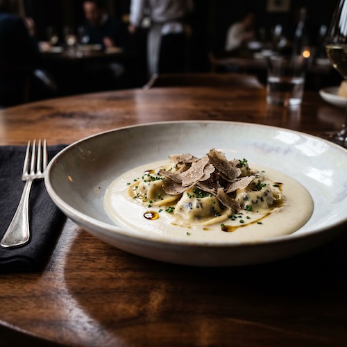 Beef Stroganoff in Black Truffle Pasta
