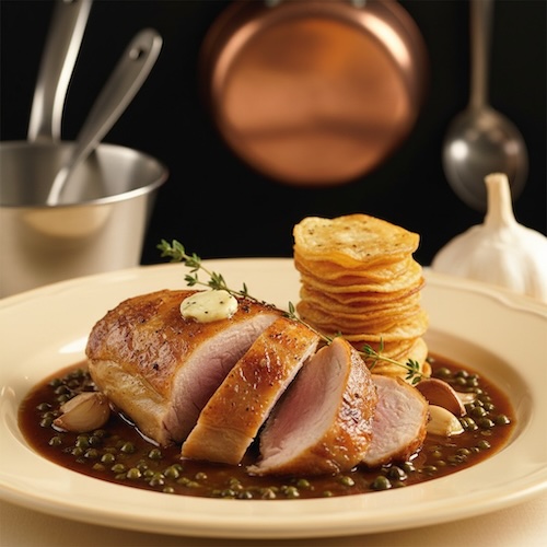 Roasted Poussin with Peppercorn Sauce (Demo)