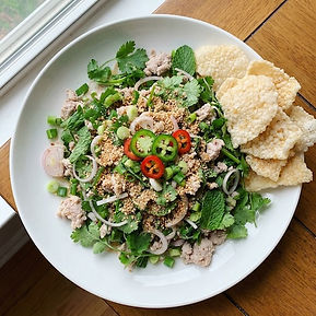 Pork Larb Salad with Rice Crackers