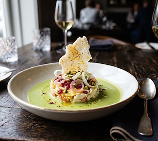 Pistachio Soup with Crab
