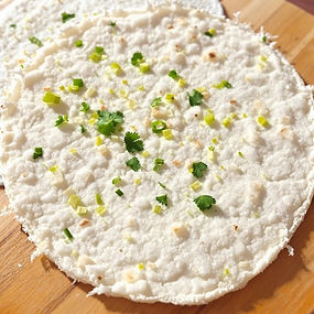 Lime coriander and coconut tortilla