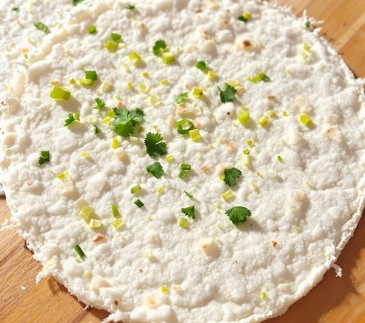 Lime coriander and coconut tortilla