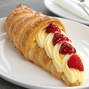 Lemon Cream Cheese Diplomat with Raspberry Gel Cream Horn