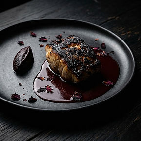 Dry-cured monkfish with beetroot paste