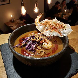 Tiger Prawn and Purple Napa Cabbage Bisque