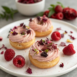 Raspberry Liqueur and Hibiscus Choux-Nuts