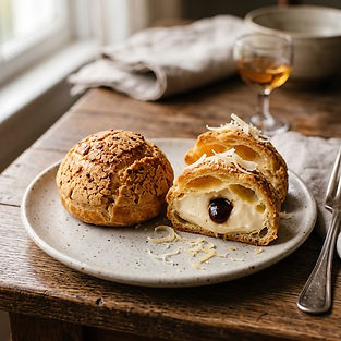 Cheddar Gougere with Cheese Custard