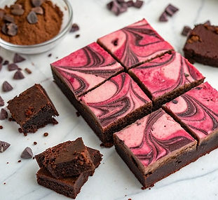 Ruby and Dark Marbled Chocolate Brownies