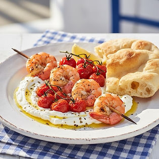 Shrimp Souvlaki with Whipped Feta and Pita