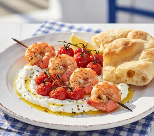 Shrimp Souvlaki with Whipped Feta and Pita