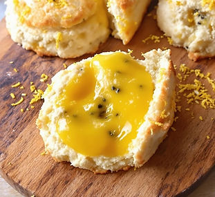 Lemon Scones with Lemon and Passion Fruit Curd