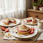 Rhubarb & Strawberry Meringue Pies with Stem Ginger Swiss Meringue photo