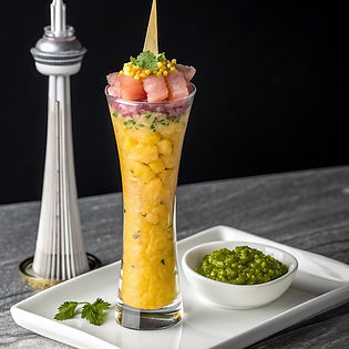 Arctic Char Tartare with Turmeric Custard