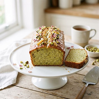 Pistachio and Rose Madeira Cake