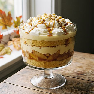 Caramel and Apple Trifle with Macadamia Nuts