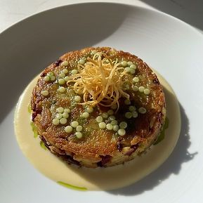Potato Rosti, Leek and Potato Veloute