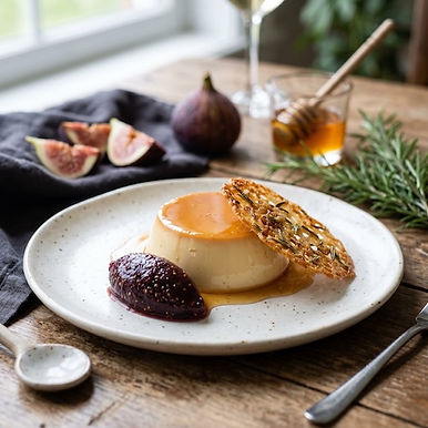 Tasha's Fig, Honey and Rosemary Crème Caramels