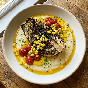 Charred Cabbage and Grits