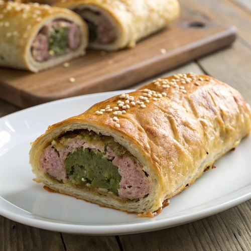 Sausage Roll with Mock Gooseberry Compote