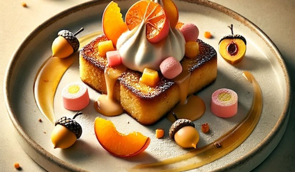 Maple Peach French Toast, Creme Anglaise and Italian Meringue