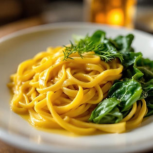 Saffron Infused Fettuccine with Fennel Leek Cream Sauce