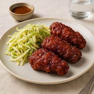 Jerk Marinated Fried Chicken with Miso Raisin BBQ Sauce