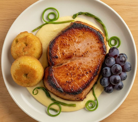 Seared Ham, Black-Eyed Pea Puree