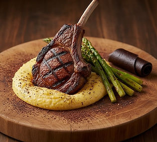 Lamb Chop with Mole, Yellow Grits